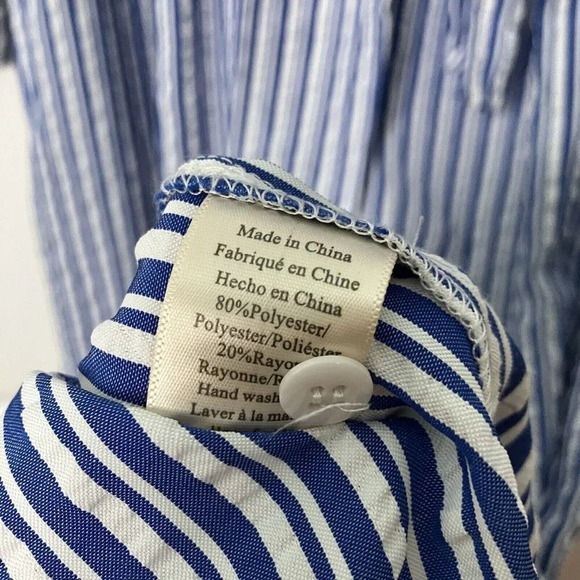 NWT Anthropologie Porridge Tie Front Blue White Stripe  Crinkle Maxi Dress XXS - Picture 5 of 8